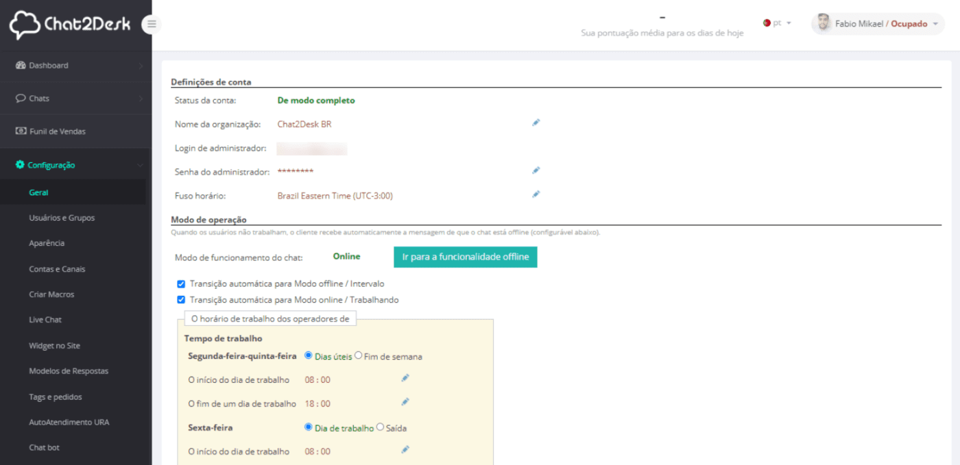 Geral - Horários e atribuições 1 Configuração geral