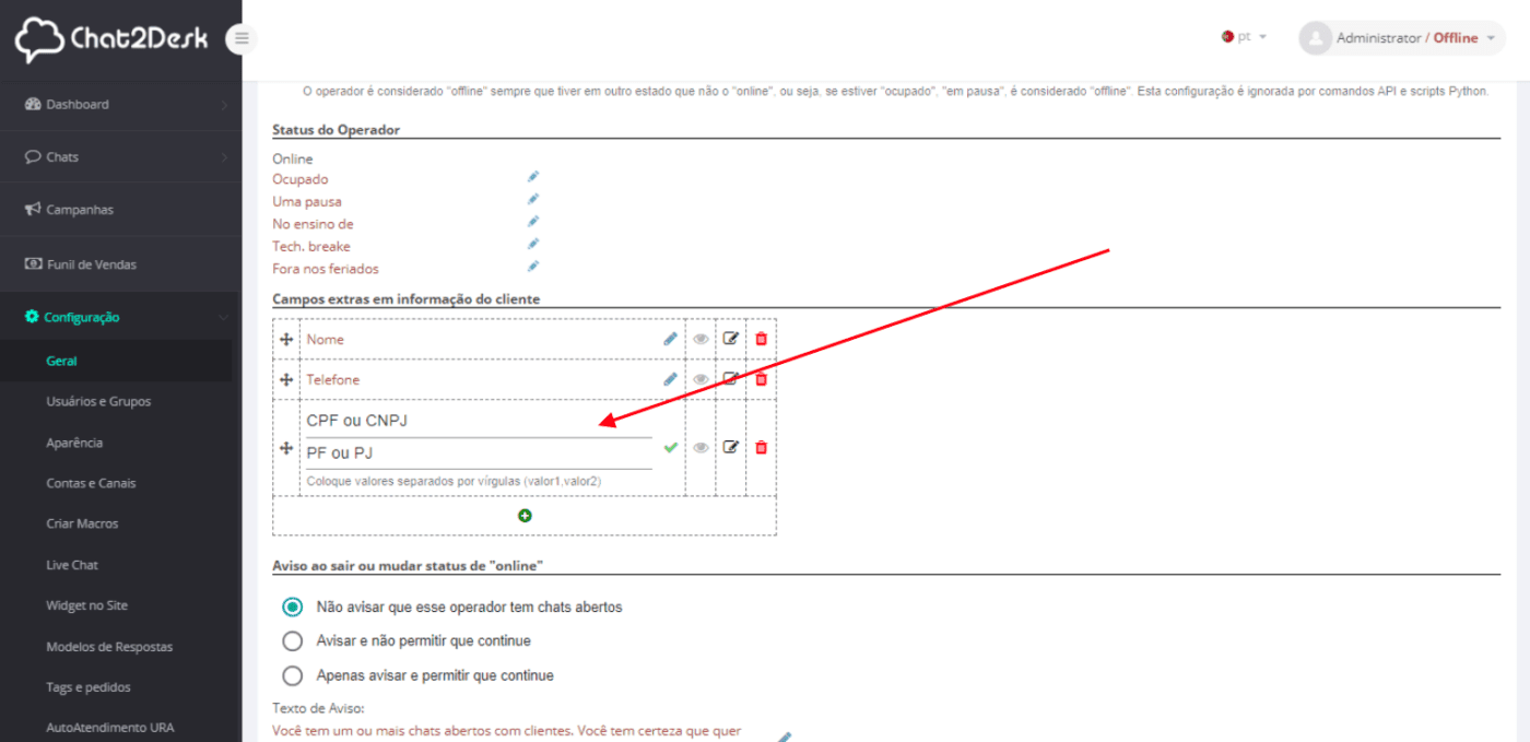 Geral - Horários e atribuições 8 Configuração geral