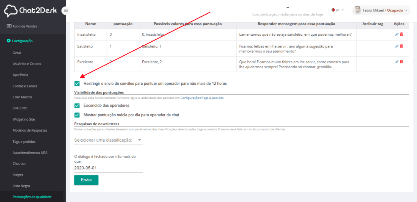 NPS Bot - Pesquisa de Satisfação 7 Chatbot de Avaliação de atendimento