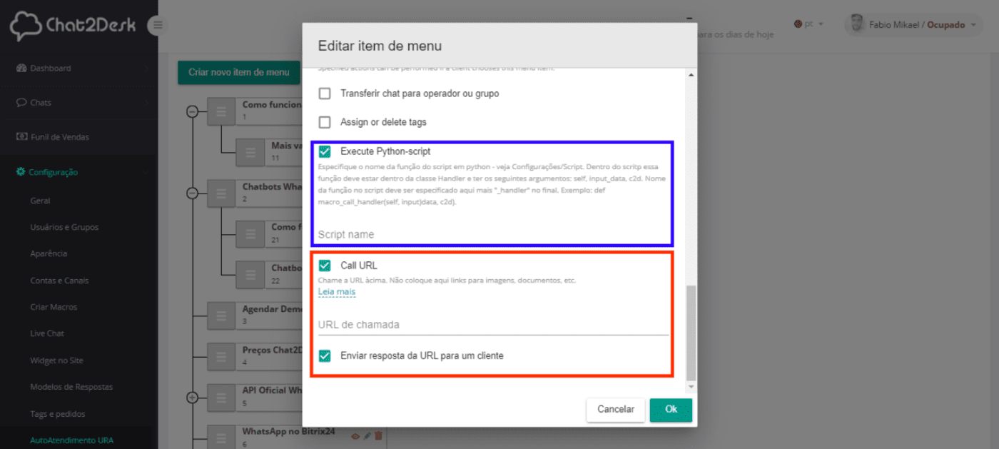 URA Bot - AutoAtendimento 9 URA de Atendimento