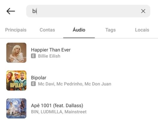 Áudios em alta no Reels